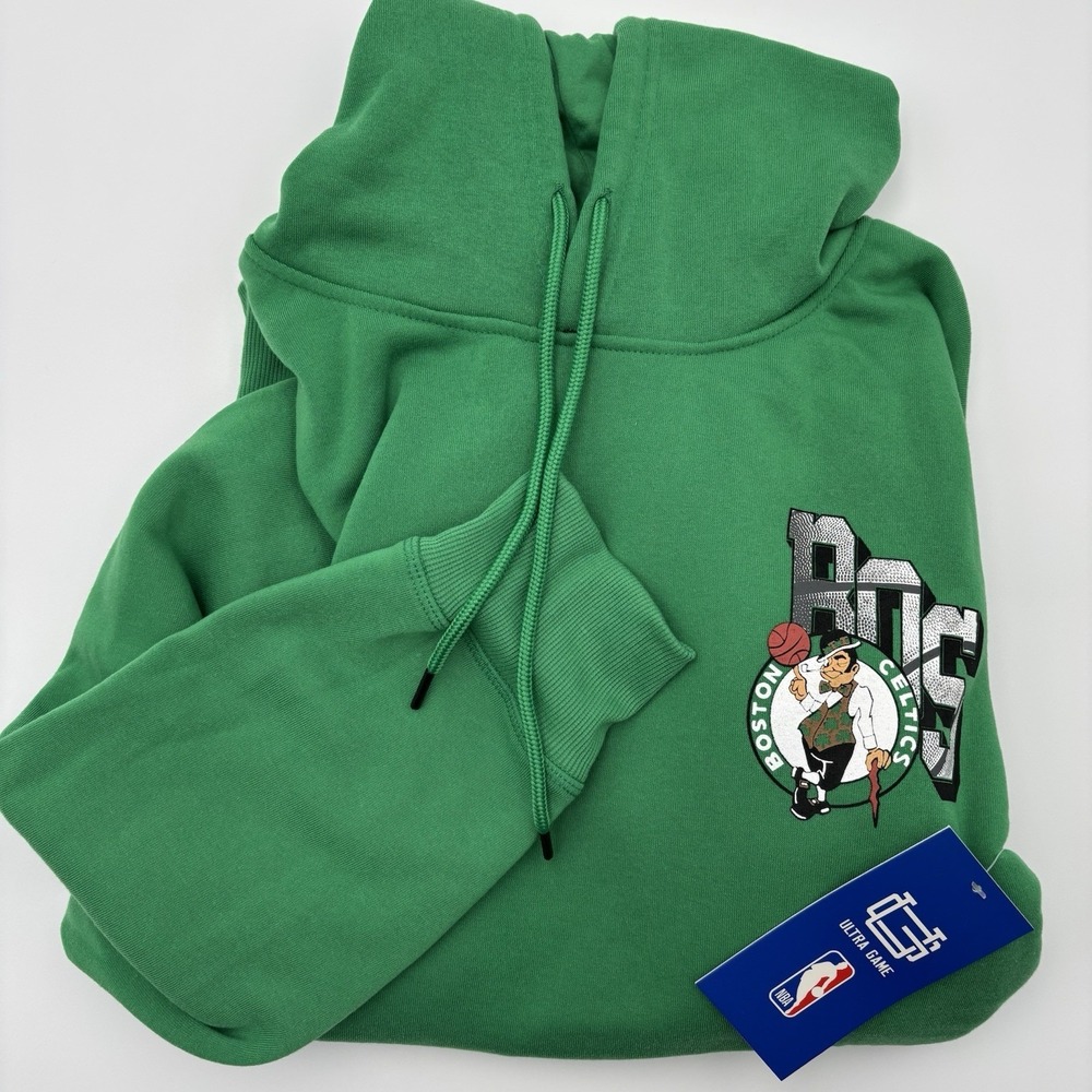 Boston Celtics Fleece Hoodie Green XL NBA Ultra Game NWT‎